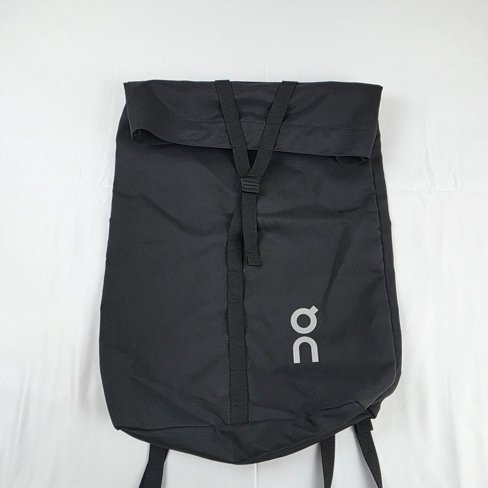 On Cloud Roll Top Backpack Black 18 Inch Soft Case Travel Men Daypack Polyester
